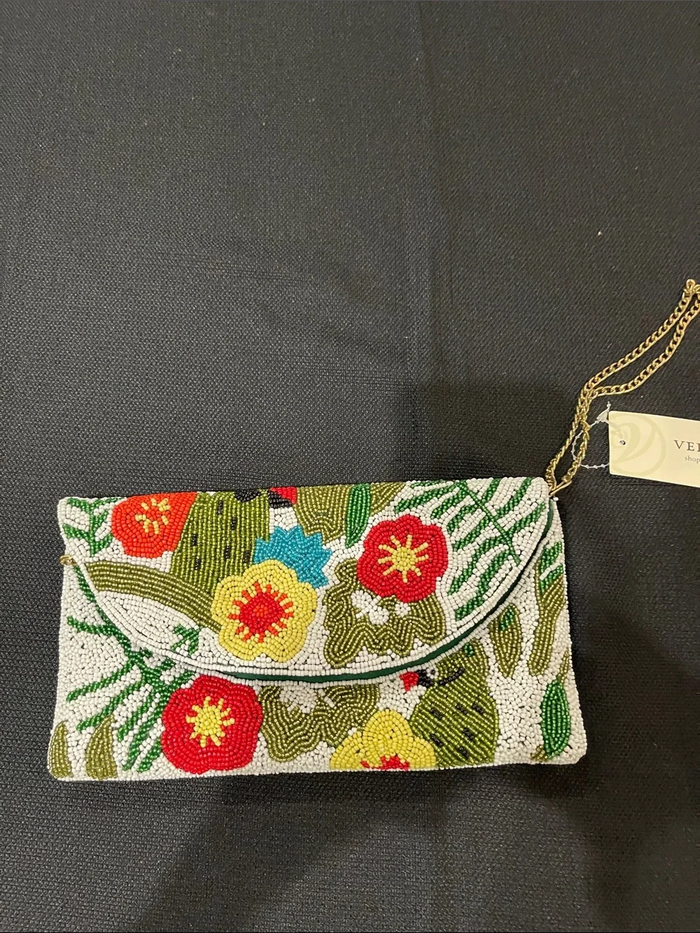 Versona beaded floral crossbody clutch